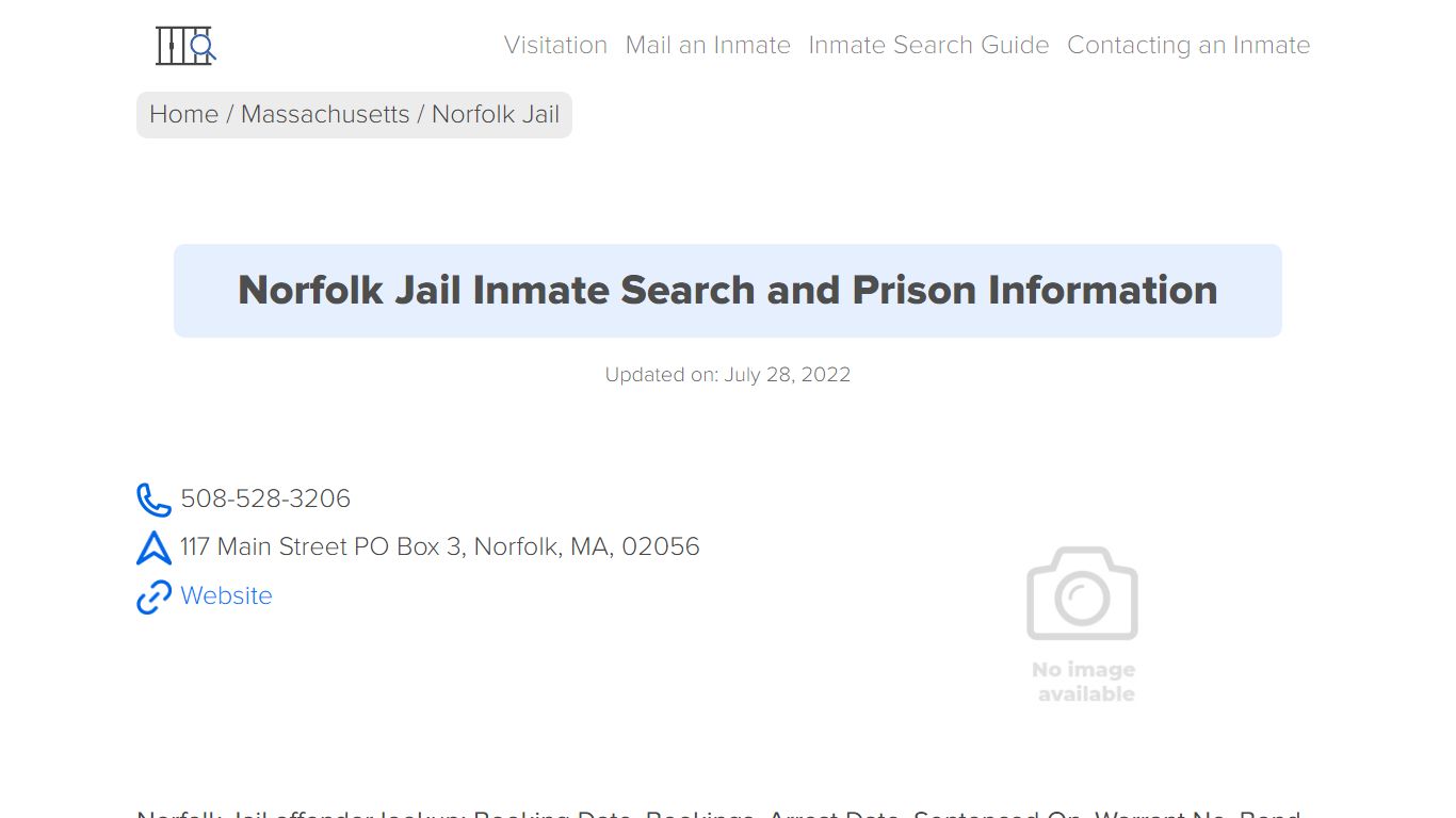 Norfolk Jail Inmate Search, Visitation, Phone no. & Mailing Information